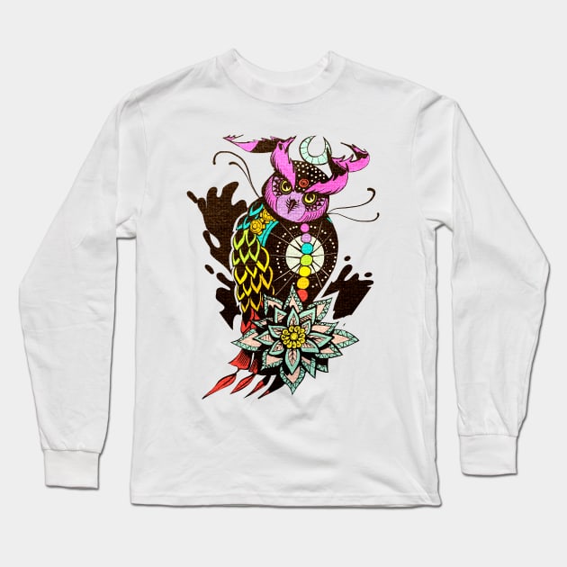 Cosmic Owl Long Sleeve T-Shirt by TomiAx